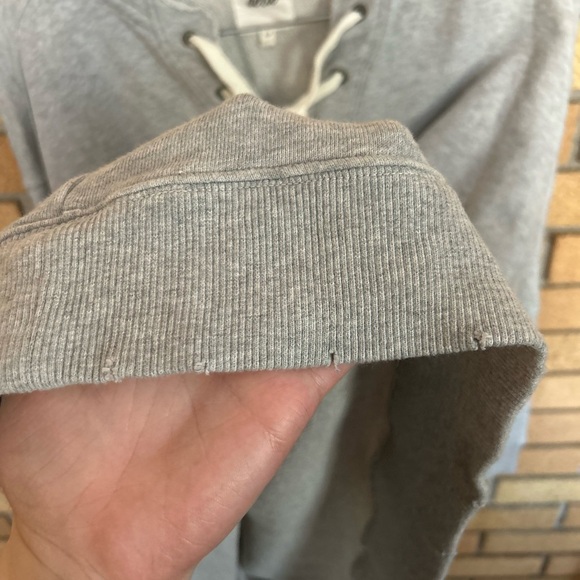 Aerie Lace Up Oversized Crew Sweatshirt Grey Size Small - Picture 6 of 9